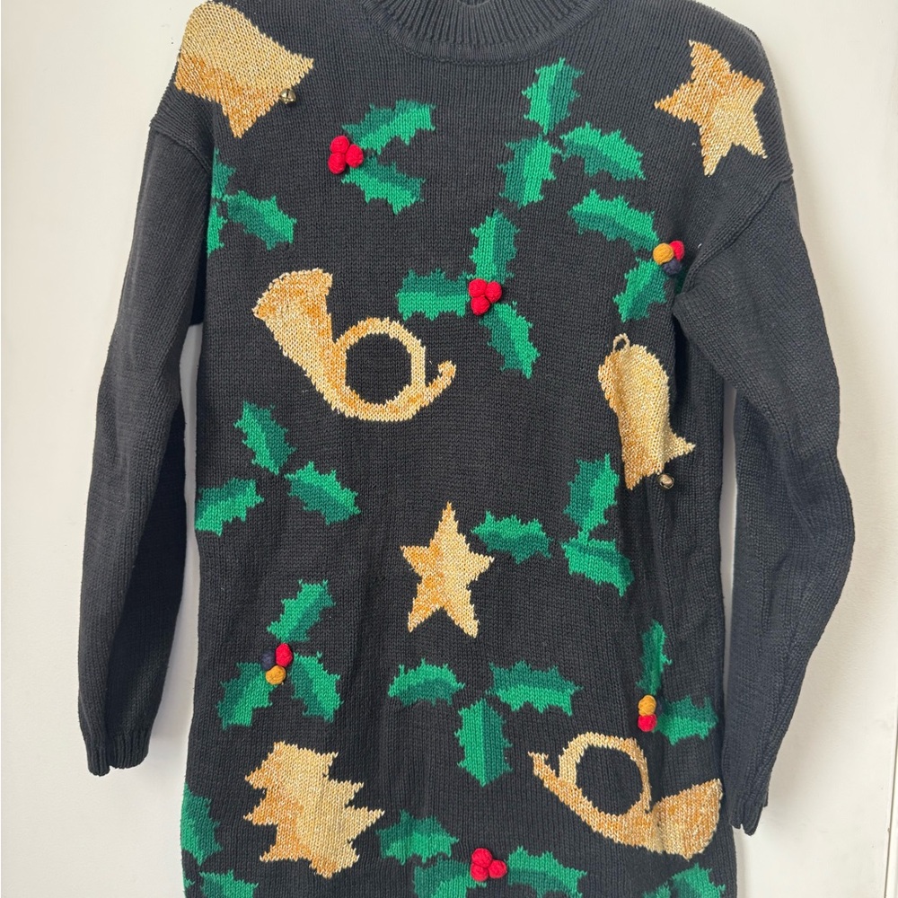 Vtg 90s Norton McNaughton Ugly Christmas Sweater Small Chunky Knit Cottage Core